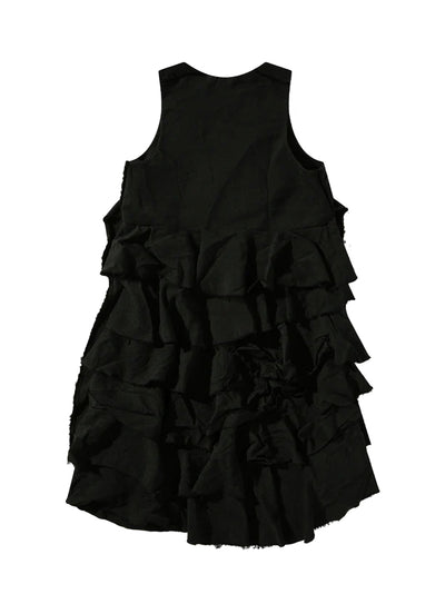 Tiered Overall Dress (Black)