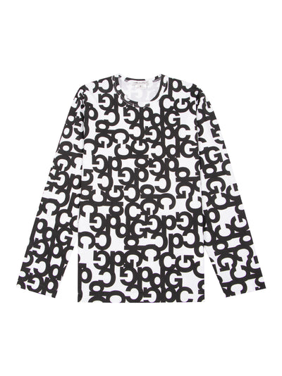 Cotton Jersey Print A (White X Black Print)