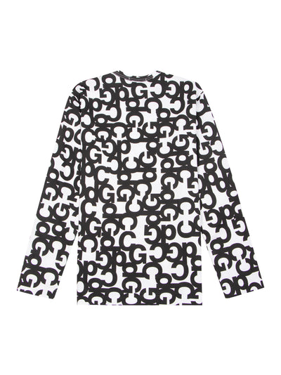 Cotton Jersey Print A (White X Black Print)