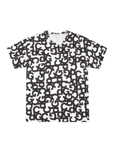 Cotton Jersey Print A (White X Black Print)