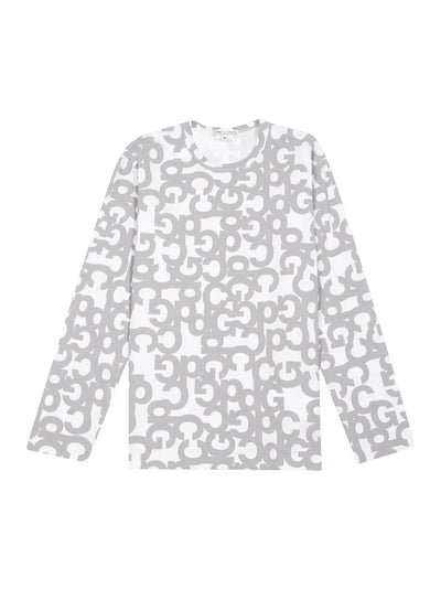Cotton Jersey Print A (White X Grey Print)