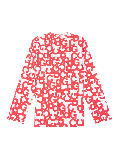 Cotton Jersey Print A (White X Red Print)