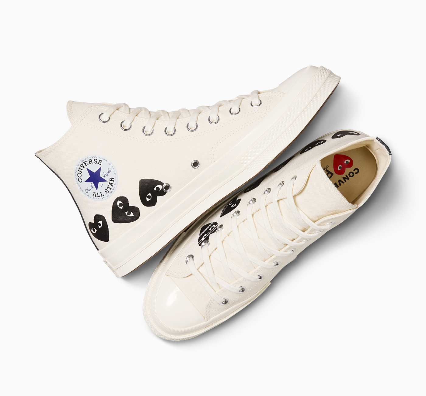 Multi Black Heart Chuck Taylor All Star '70 High Sneakers (White)