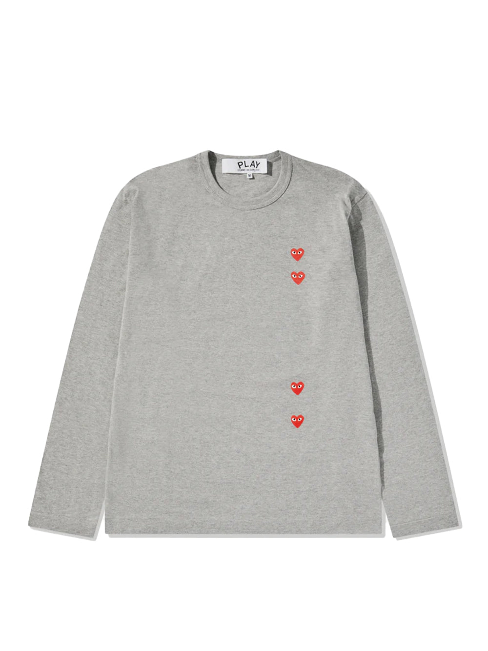 Multi Red Heart Long Sleeve T-Shirt (Grey)