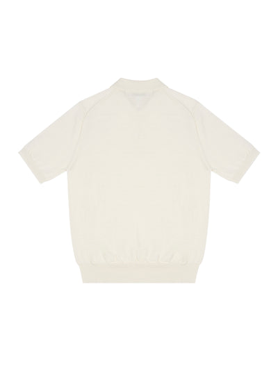 Polo-Neck Short Sleeve Sweater (White)