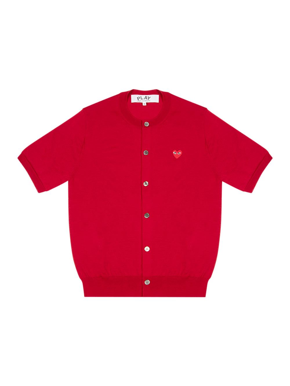 Round-Neck Cardigan Short Sleeve (Red)