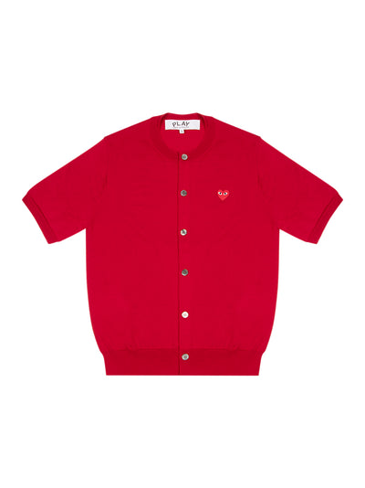 Round-Neck Cardigan Short Sleeve (Red)