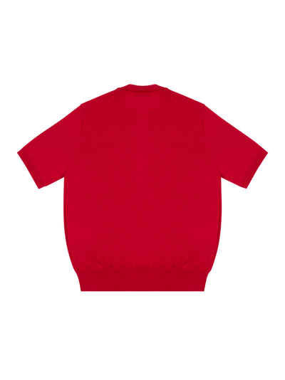 Round-Neck Cardigan Short Sleeve (Red)