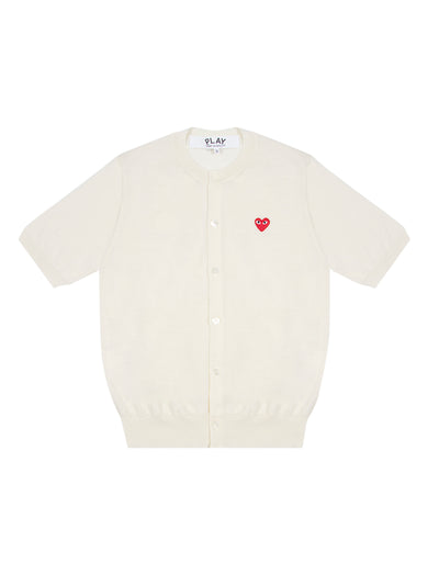 Round-Neck Cardigan Short Sleeve (White)
