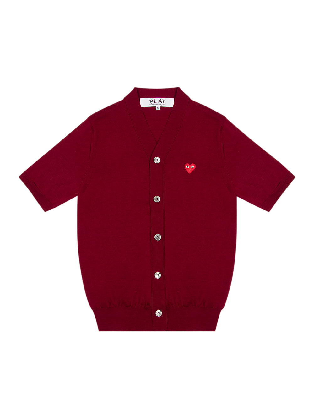 V-Neck Cardigan Short Sleeve (Burgundy)