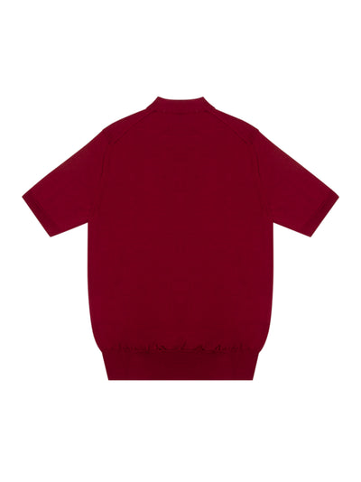 V-Neck Cardigan Short Sleeve (Burgundy)