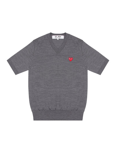 V-Neck Short Sleeve Sweater (Grey)