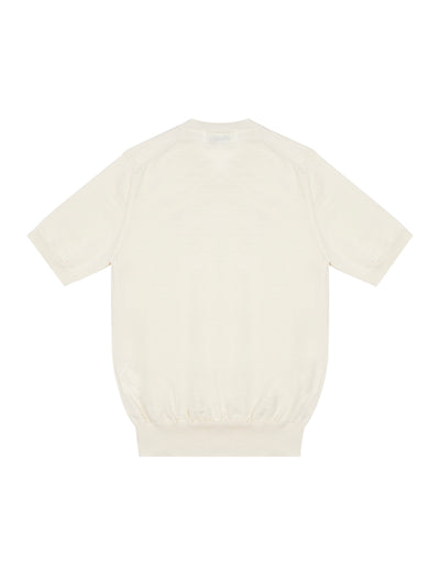 V-Neck Short Sleeve Sweater (White)