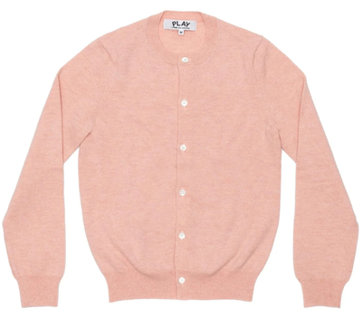 Women Small Red Heart Ladies Cardigan (Light Pink)