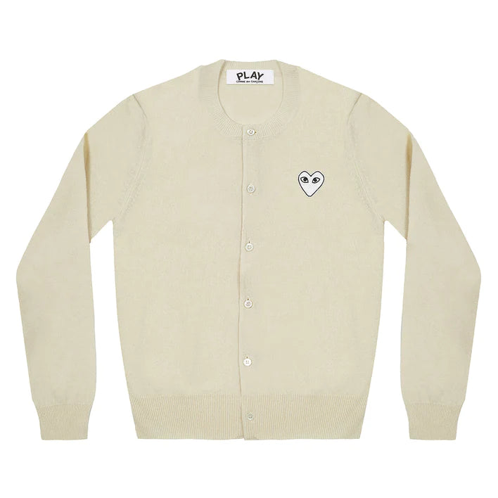 COMME des GARÇONS PLAY_ Cardigan With White Heart Women (NATURAL)