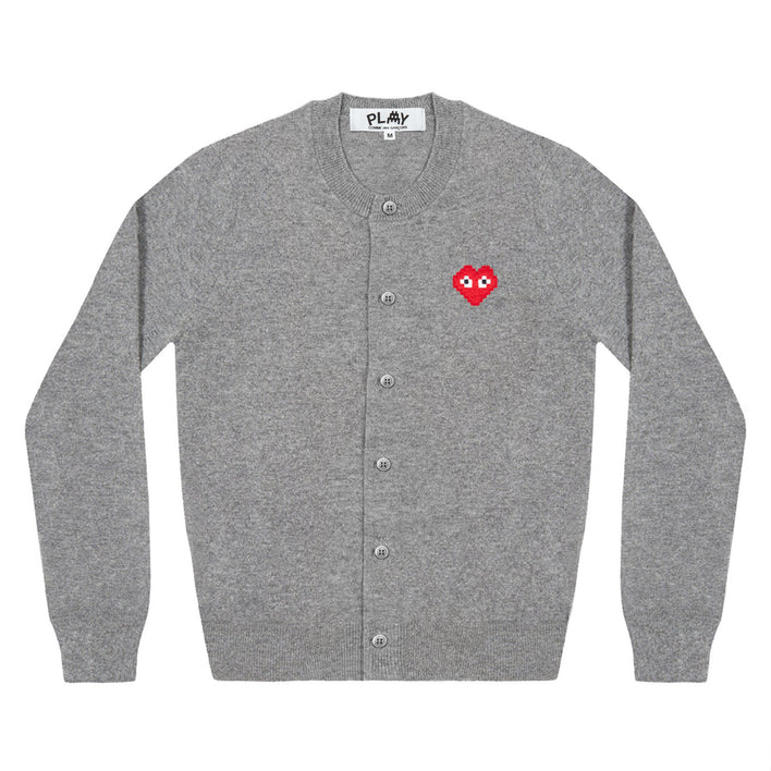 COMME des GARÇONS PLAY_PLAY X THE ARTIST INVADER Cardigan With Red Heart Women (Light Grey)