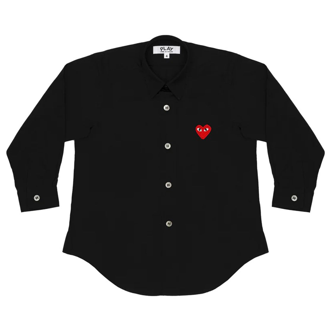 COMME des GARÇONS PLAY_Shirt With Red Heart KIDS (Black)