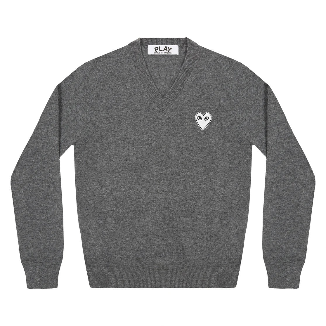 COMME des GARÇONS PLAY  _White Heart Men’s Sweater (Grey)