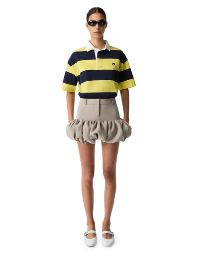 Gathered Hem Tailored Skirt Beige