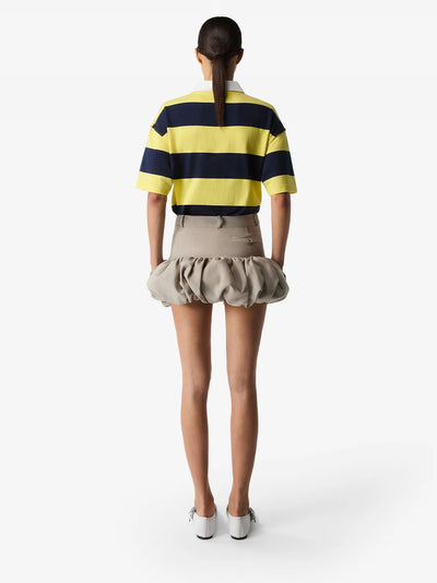 Gathered Hem Tailored Skirt Beige