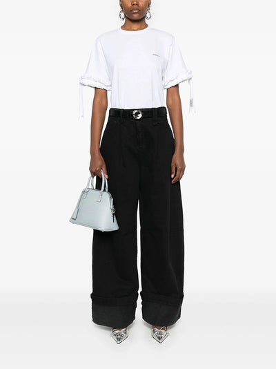 Ruffle Logo Boxy T-Shirt White