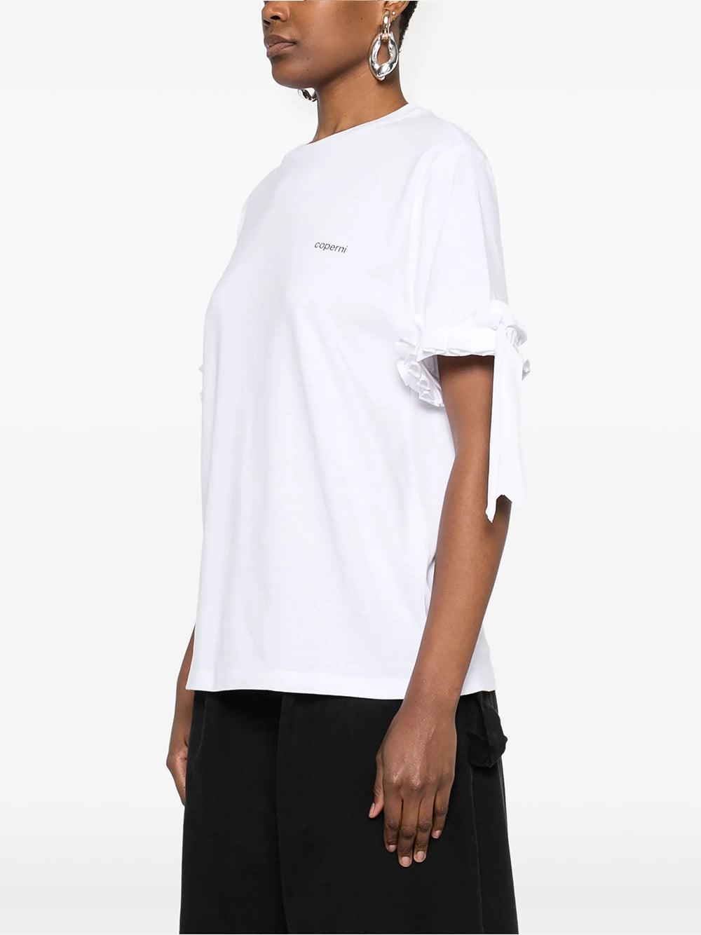 Ruffle Logo Boxy T-Shirt White