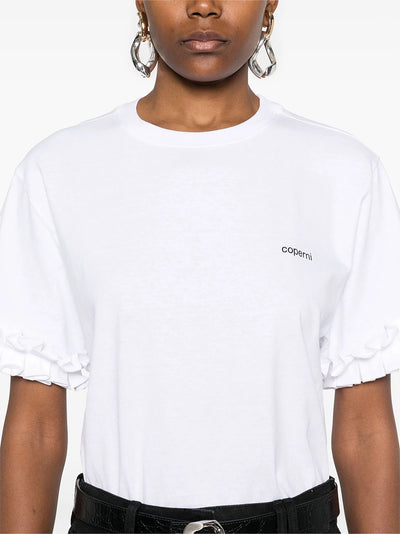 Ruffle Logo Boxy T-Shirt White