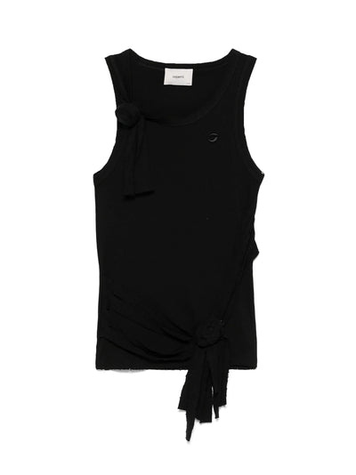 Distressed Rose Rib Tank Top (Black)