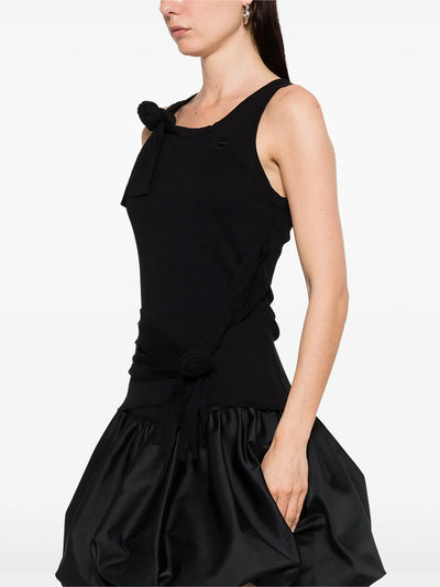 Distressed Rose Rib Tank Top (Black)