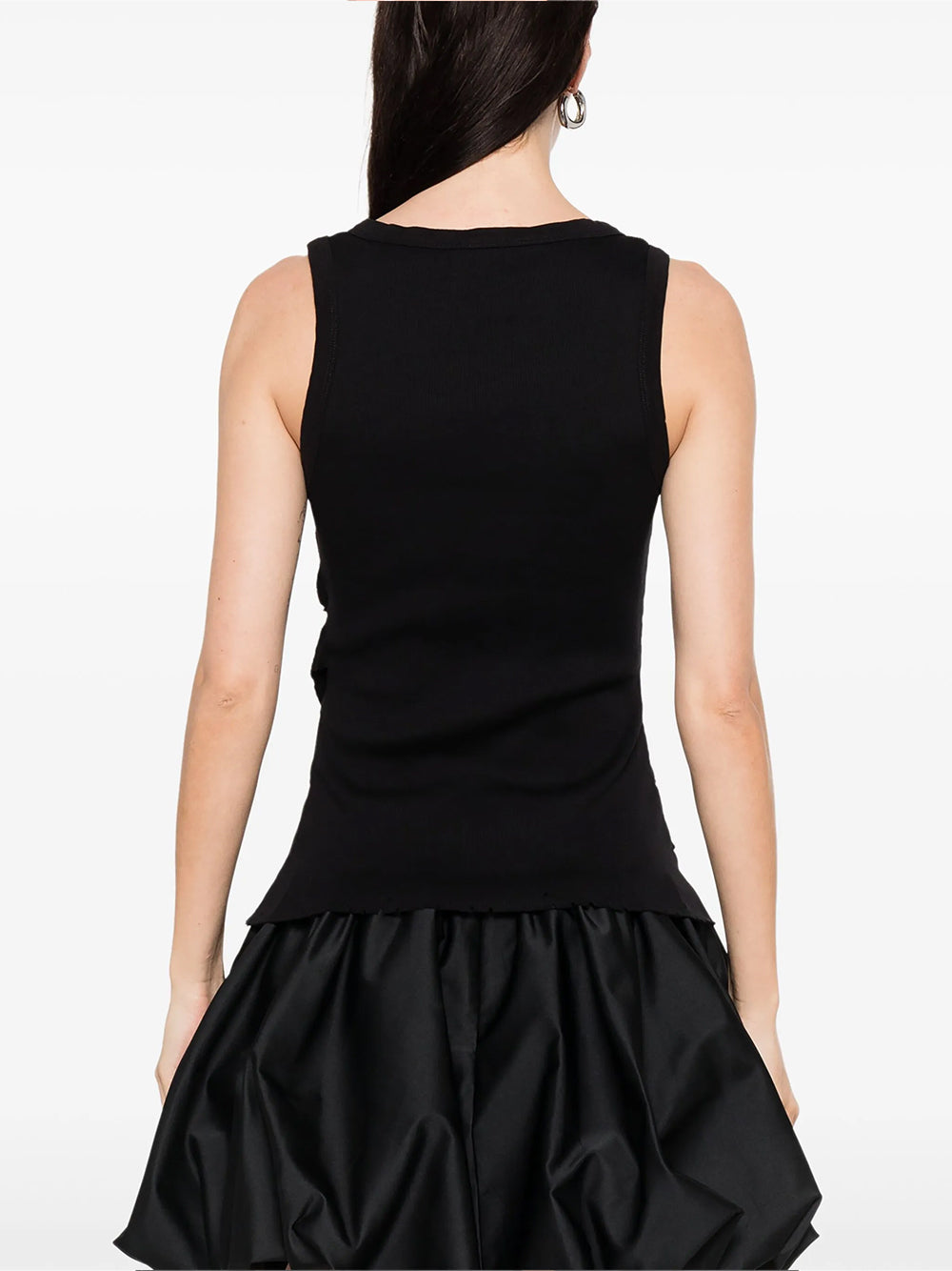 Distressed Rose Rib Tank Top (Black)