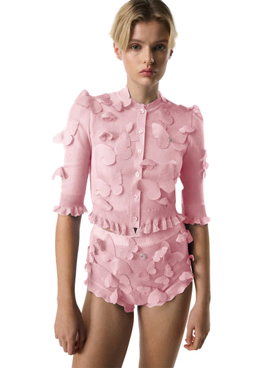 Knitted Butterfly Top Pink