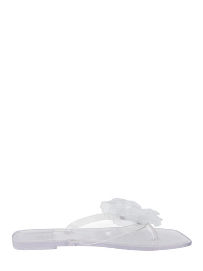 Silicone Flower Flat Sandals Clear