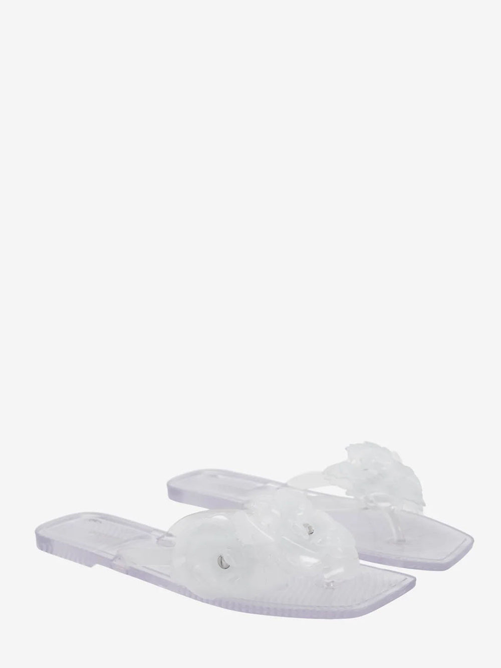 Silicone Flower Flat Sandals Clear