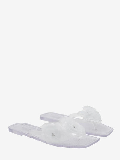 Silicone Flower Flat Sandals Clear