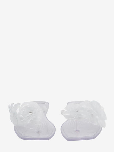 Silicone Flower Flat Sandals Clear