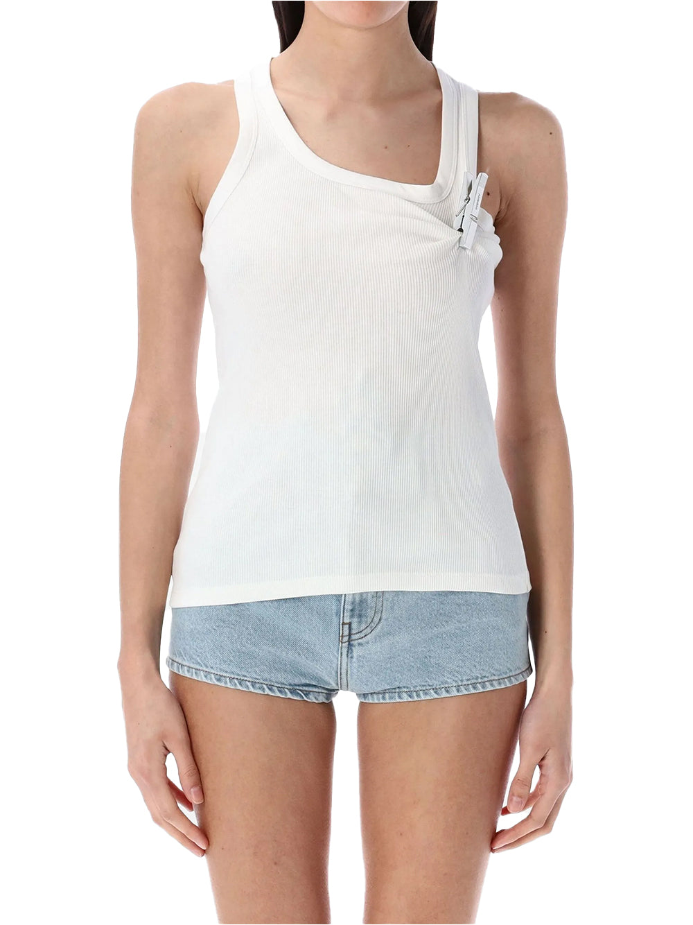 Washing Clip Rib Tank Top White