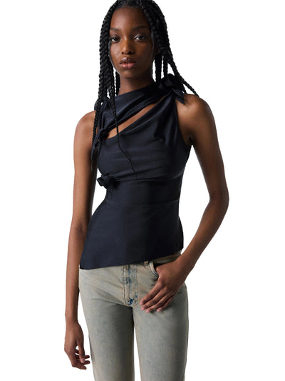 Asymmetric Flower Top (Black)