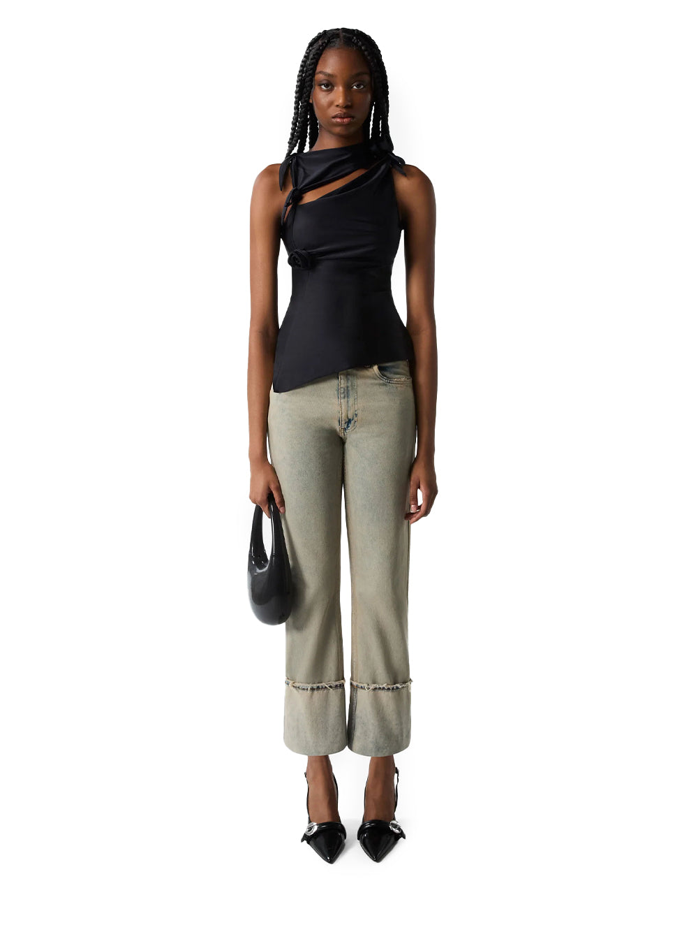 Asymmetric Flower Top (Black)