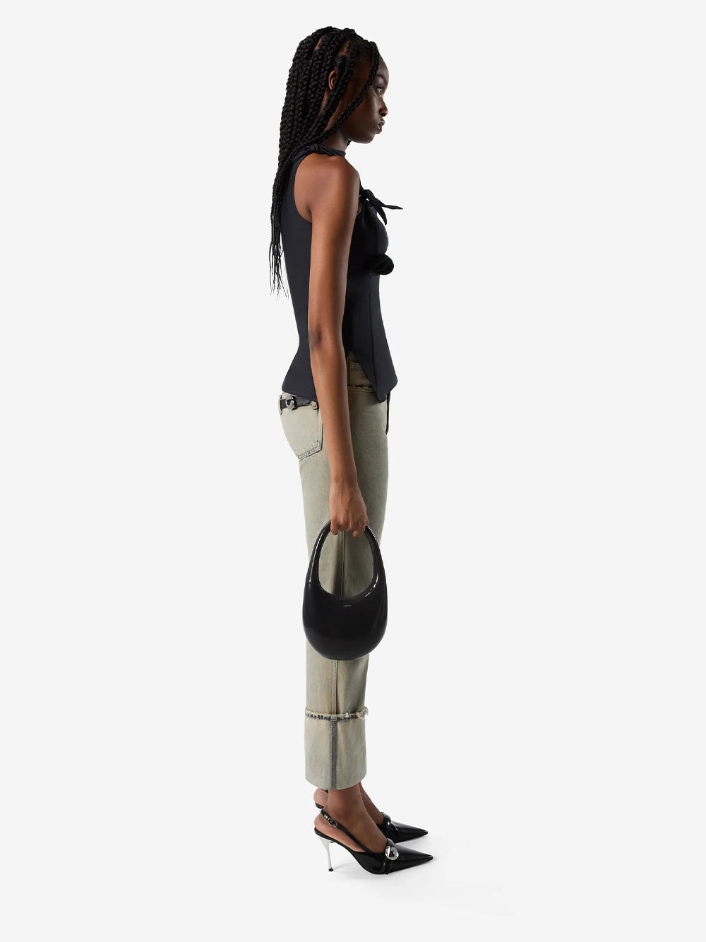 Asymmetric Flower Top (Black)