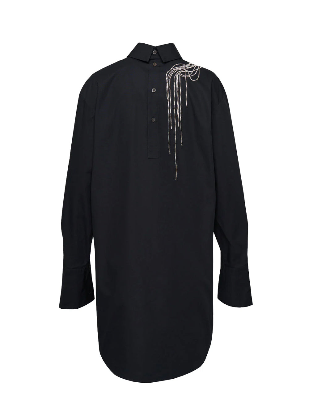 Cotton Poplin Tassels Shirt Black