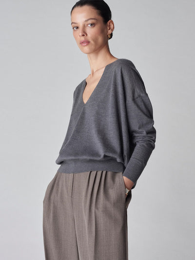 V-neck Sweater (Grey)