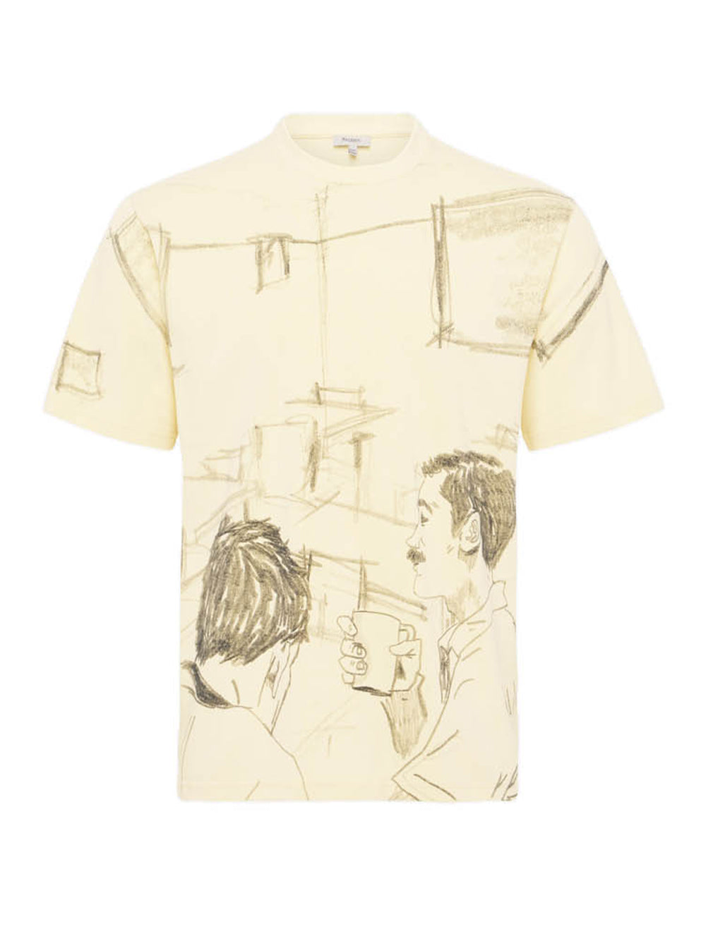 Cafe Scene Allover Print T-Shirt (Buttermilk)