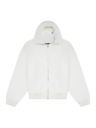 Cap Zip Up Hoodie (White)