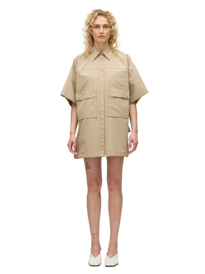 Cargo Mini Shirt Dress (Khaki)