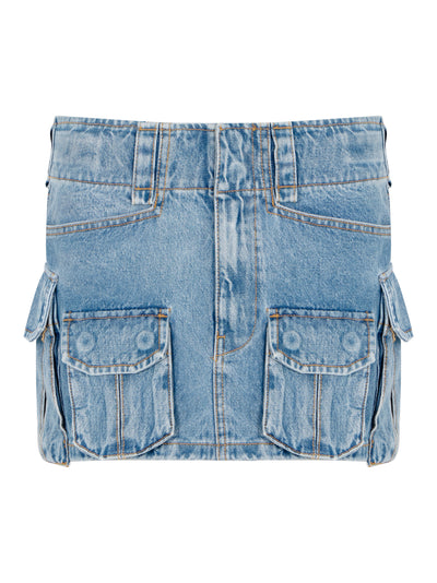 Cargo Pocket Skirt Vintage (Light Indigo)