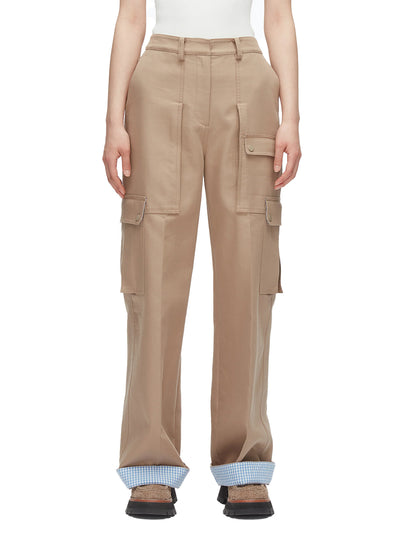 Carpenter Cargo Pants With Plaid Cuffs (Praline Multi)