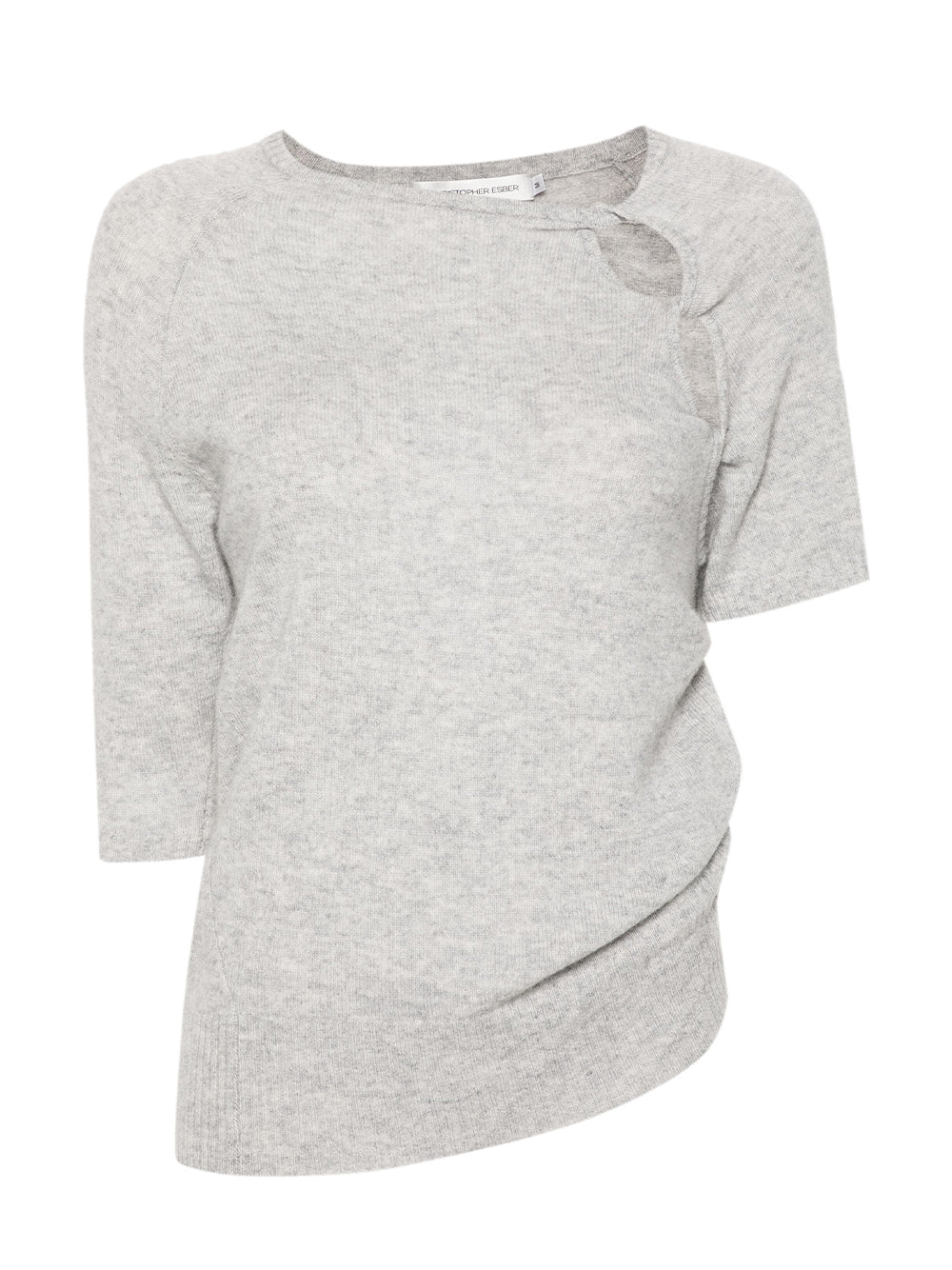Cashmere Helix Open Twist Drape Top (Slate Grey)