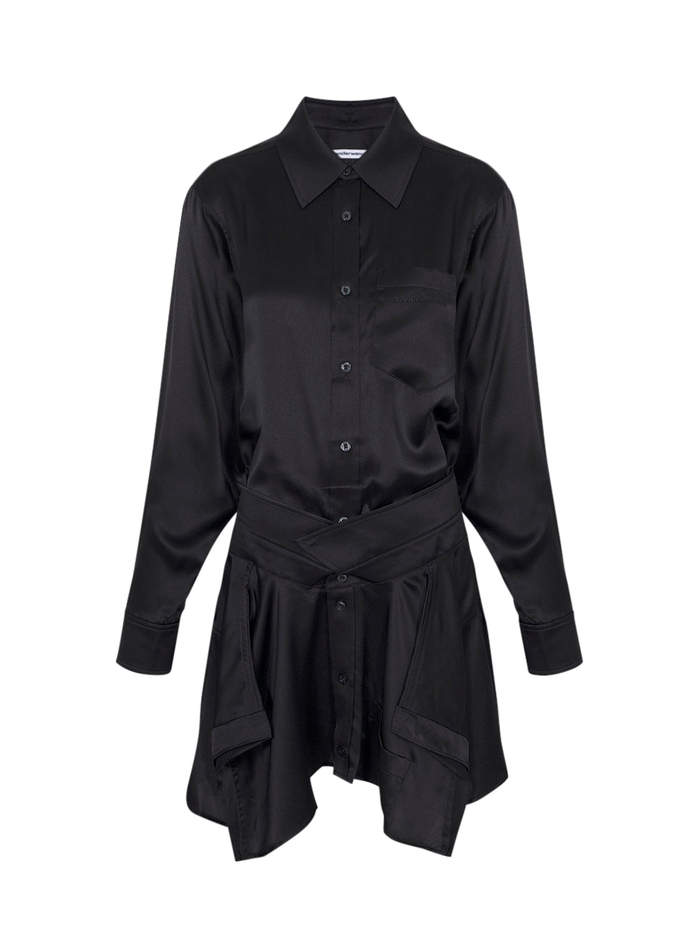 Charmeuse Pre-Styled Double Shirtdress (Black)