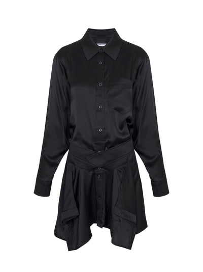 Charmeuse Pre-Styled Double Shirtdress (Black)