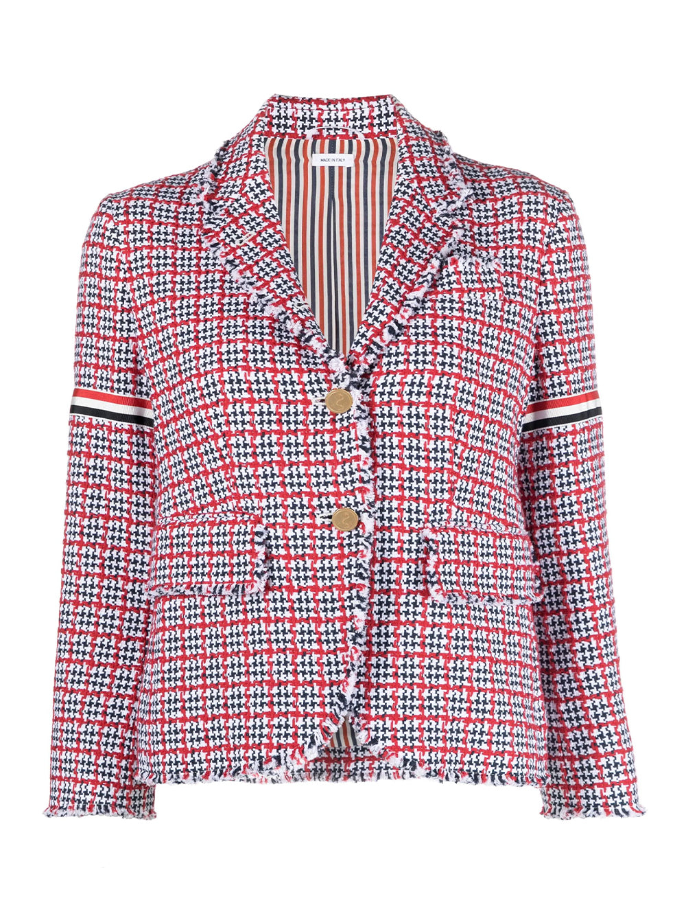 Check Summer Tweed Fray Armband Slim Fit Sport Coat (Seasonal Multicolor)